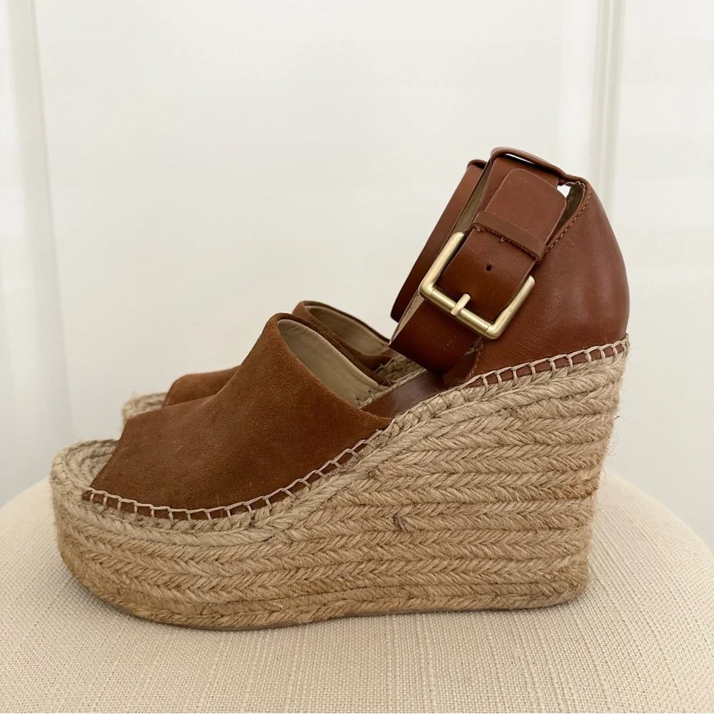 Espadrille Platform Wedge Sandals in Brown A59